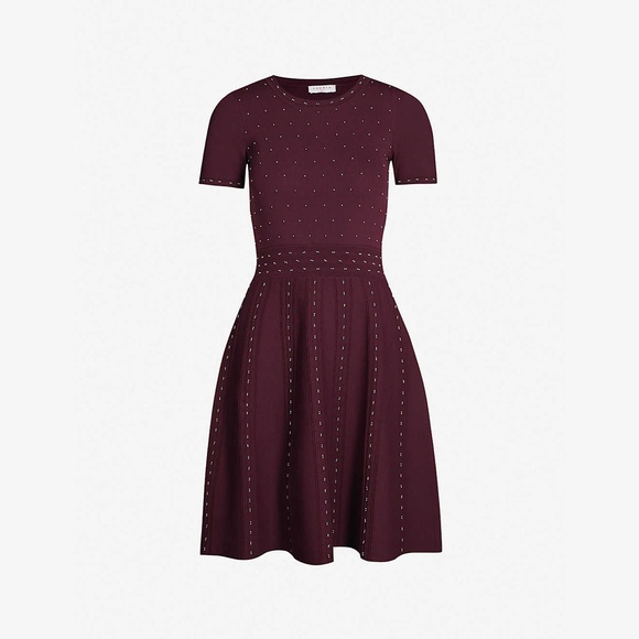 Sandro Dresses & Skirts - ✨sold✨ sandro • montaigne bordeaux bead embellished stud fit flare studded dress
